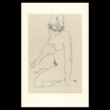 Egon Schiele, Kneeling female nude, turning to right, 1918, Lithographie Schiele
