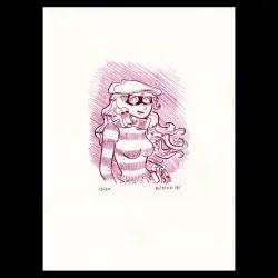 Lithographie d'Arnaud Poitevin, la fameuse Pétronille de la BD Les Spectaculaires
