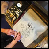 Lithographie d'Arnaud Poitevin, la fameuse Pétronille de la BD Les Spectaculaires