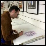 Lithographie d'Arnaud Poitevin, la fameuse Pétronille de la BD Les Spectaculaires