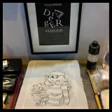 Lithographie d'Arnaud Poitevin, la fameuse Pétronille de la BD Les Spectaculaires