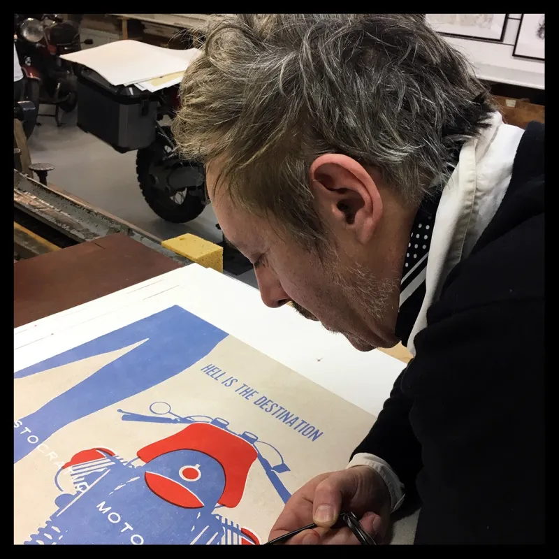 Lorenzo Eroticolor – Guzzi - "Hell is the Destination", lithographie
