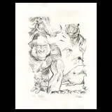 Lithographie "Animaux" par Olivier Martin et Jérôme Lereculey, 2019
