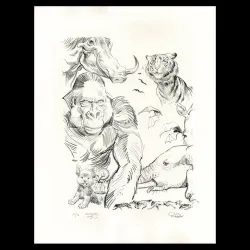 Lithographie "Animaux" par Olivier Martin et Jérôme Lereculey, 2019