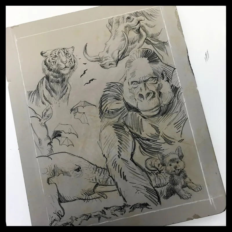 Lithographie "Animaux" par Olivier Martin et Jérôme Lereculey, 2019