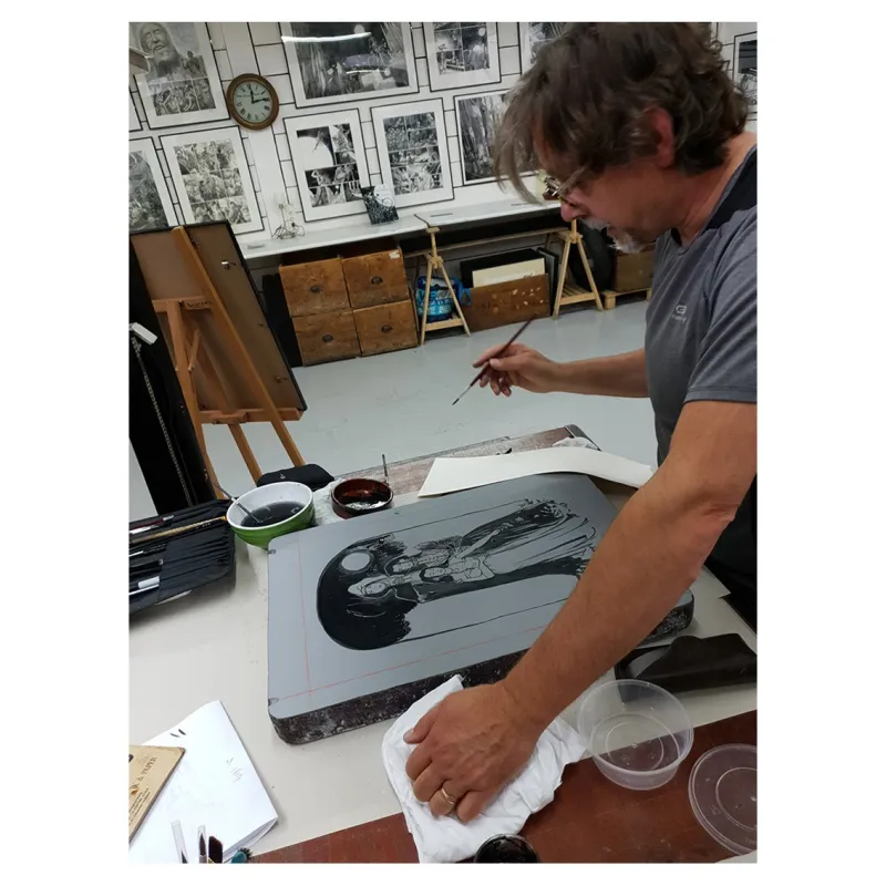 Eric Liberge lithographie, Suaire, Draeger, lithographie, BD,