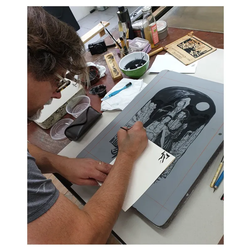 Eric Liberge lithographie, Suaire, Draeger, lithographie, BD,