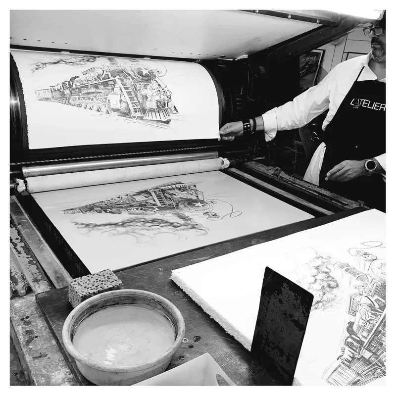 Tarrin lithographie, Spirou chez les soviets, Draeger, lithographie, BD,
