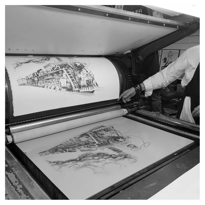 Tarrin lithographie, Spirou chez les soviets, Draeger, lithographie, BD,
