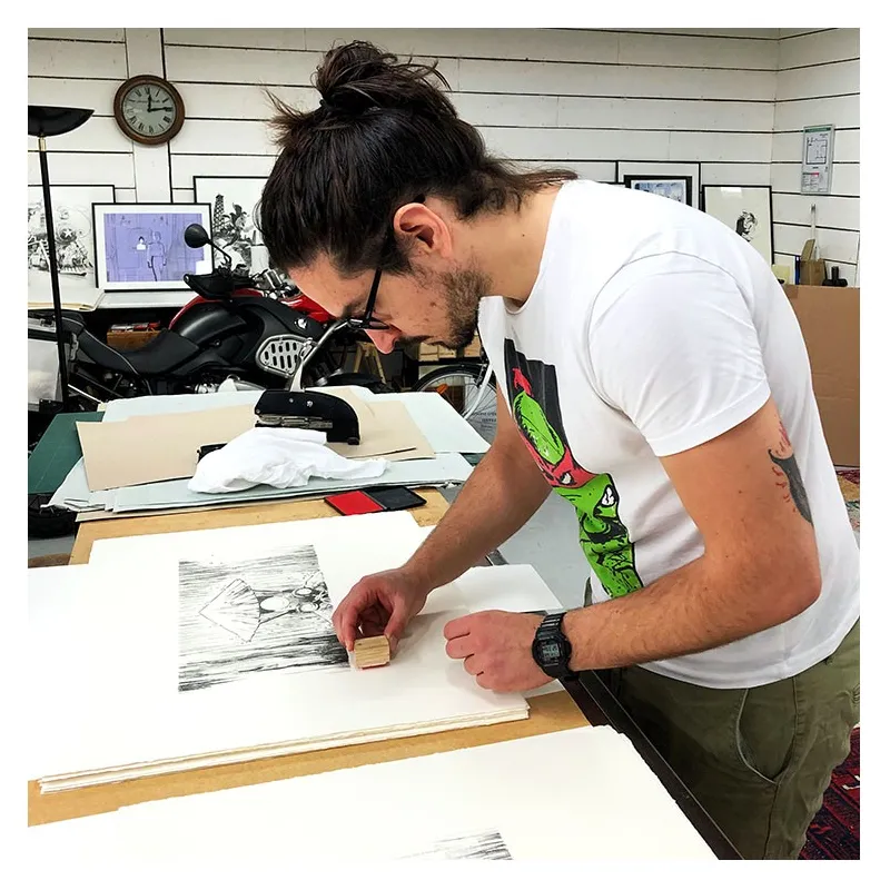 Sylvain Repos, Repos lithographie, Yojimbot, Draeger, lithographie, estampes, BD,