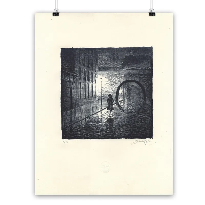 Lithographie "Madeleine, Résistante" par Dominique Bertail