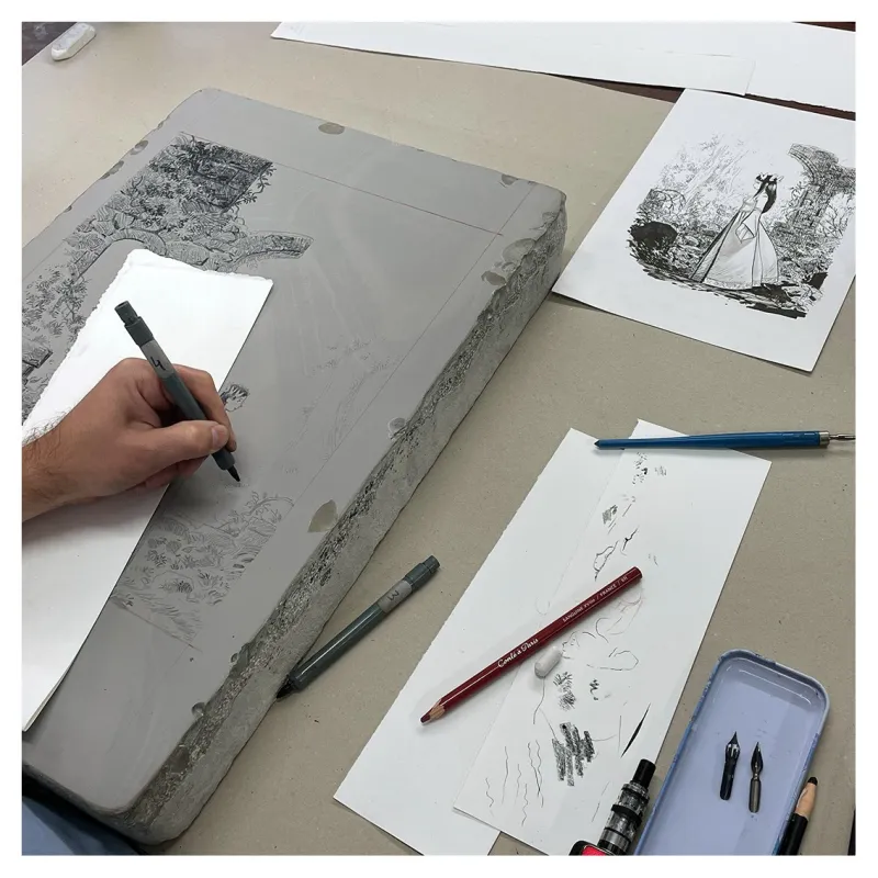 Vincent Mallié, Ténébreuse, Draeger, lithographie, estampes, anthese