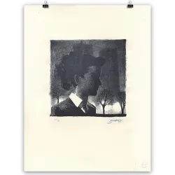 "Portrait, Madeleine résistante" deuxième lithographies de Dominique Bertail