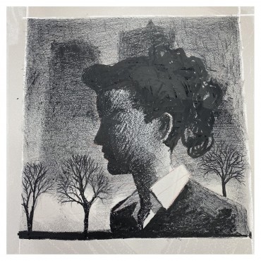 "Portrait, Madeleine résistante" deuxième lithographies de Dominique Bertail