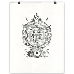 Lithographie "Mécanique céleste" de Merwan Chabane
