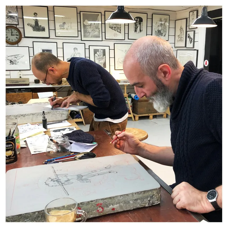 Lithographie "Mécanique céleste" de Merwan Chabane