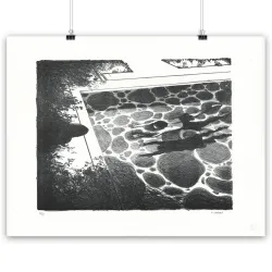 Lithographie "La Piscine" par Grégory Mardon