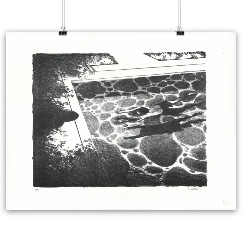 Lithographie "La Piscine" par Grégory Mardon