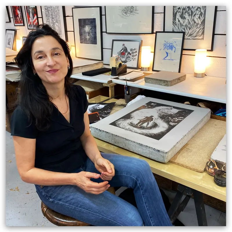 Daria Schmitt, lithographie "Le bestiaire du crépuscule", 2022