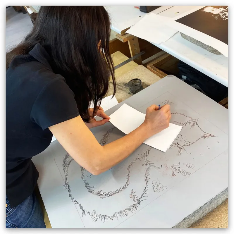 Daria Schmitt, lithographie "Le bestiaire du crépuscule", 2022