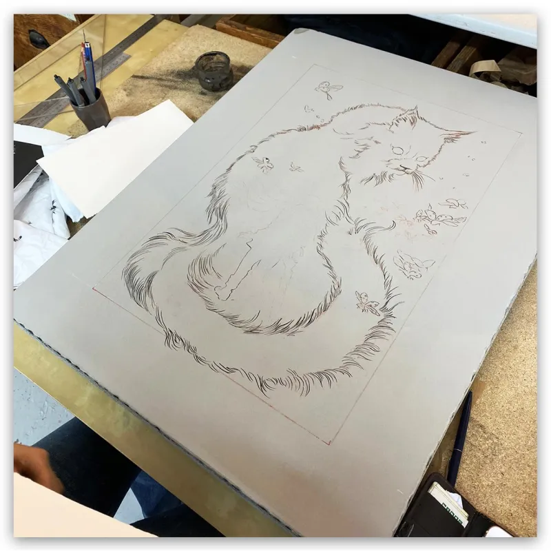 Daria Schmitt, lithographie "Le bestiaire du crépuscule", 2022