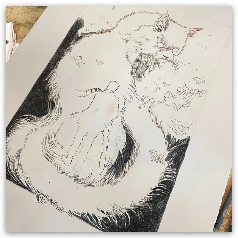 Daria Schmitt, lithographie "Le bestiaire du crépuscule", 2022