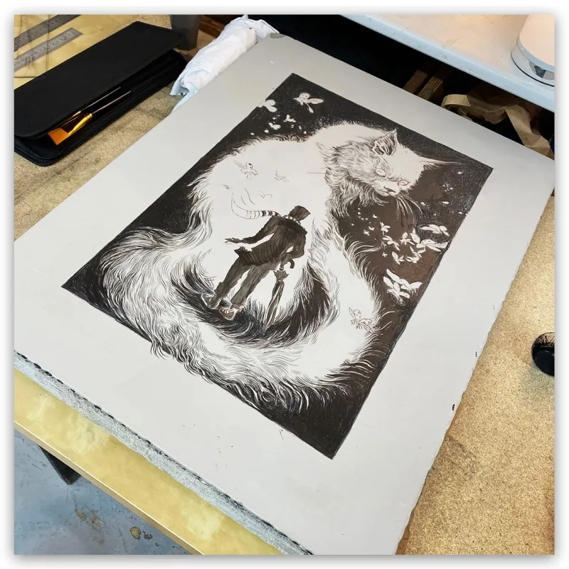 Daria Schmitt, lithographie "Le bestiaire du crépuscule", 2022