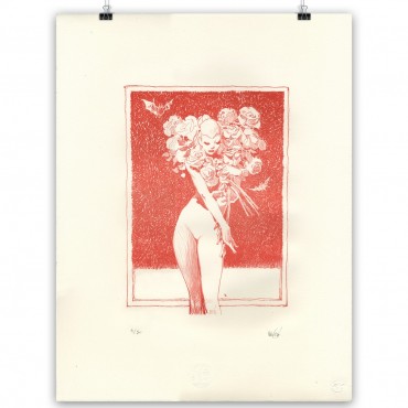 Lithographie Fleur Rouge by Vince*