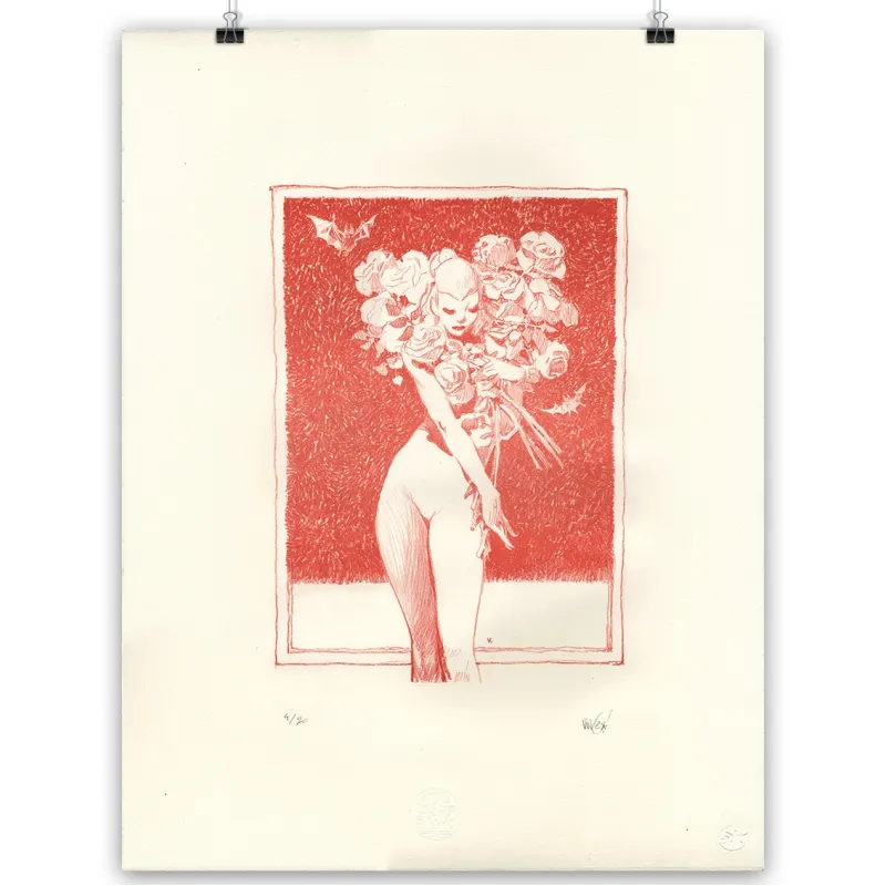 Lithographie Fleur Rouge by Vince*