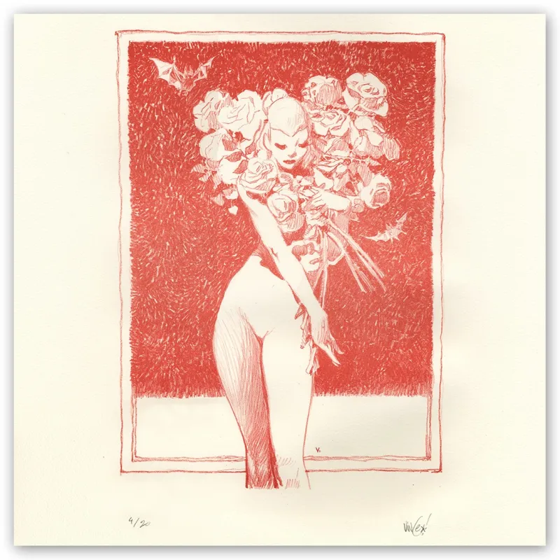 Lithographie Fleur Rouge by Vince*