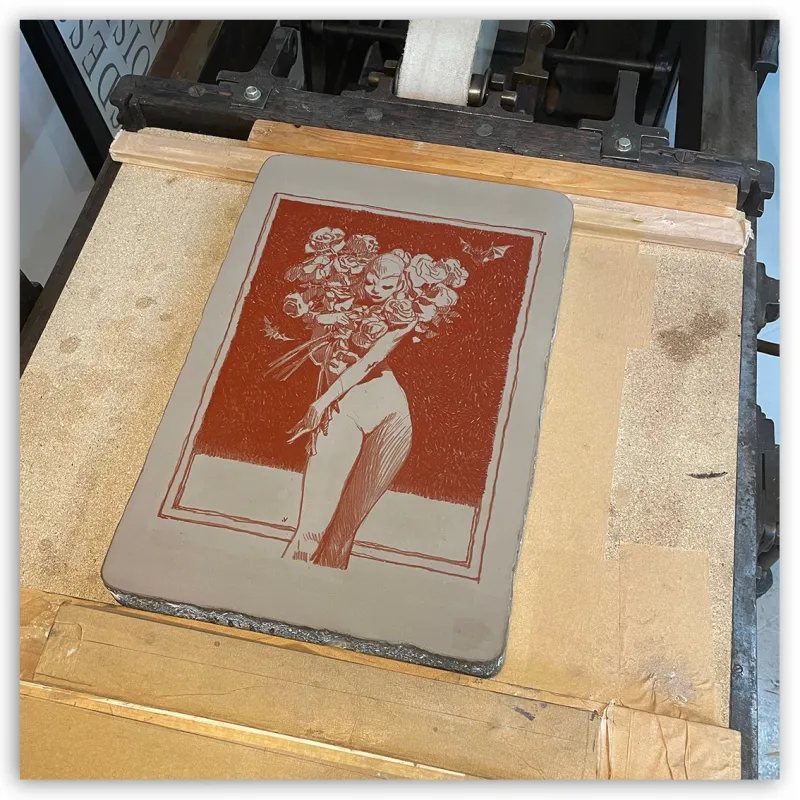 Lithographie Fleur Rouge by Vince*