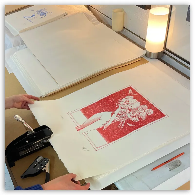 Lithographie Fleur Rouge by Vince*