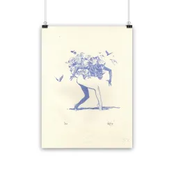 Lithographie Fleur Bleue by Vince*