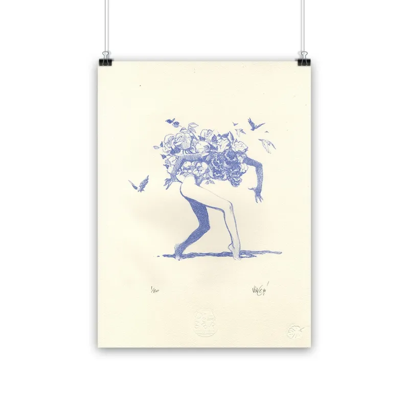 Lithographie Fleur Bleue by Vince*