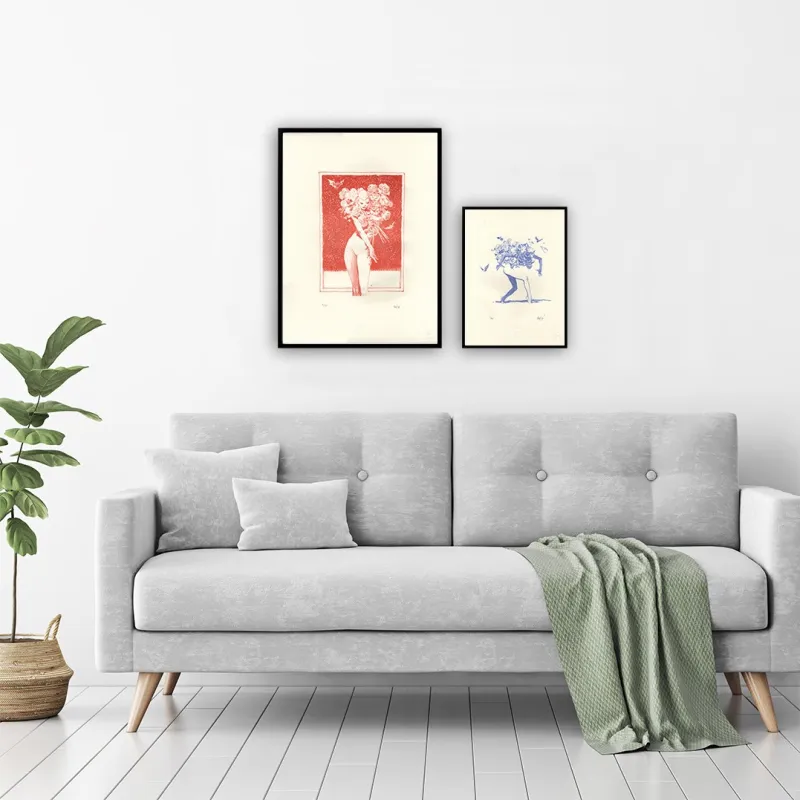 Lithographies Fleur Rouge (réf Lith2022_17_Vince_Rouge) et Fleur Bleue by Vince*