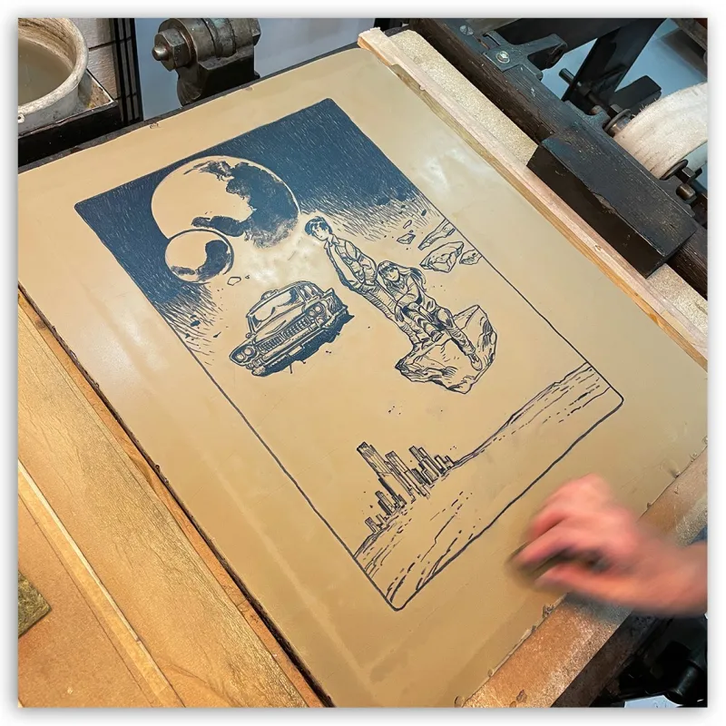 Lithographie "Valérian", par Virginie Augustin