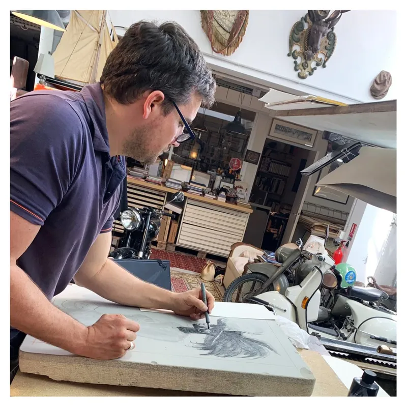 Lithographie "République du Crâne", par Ronan Toulhoat
