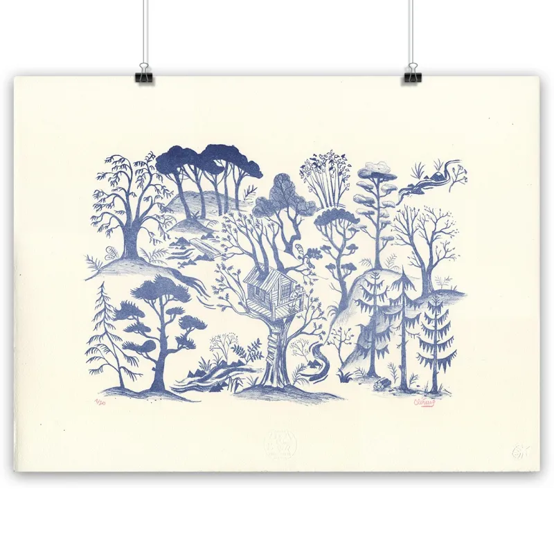 Lithographie d'Alexandre Clérisse, "Feuilles Volantes", 2022