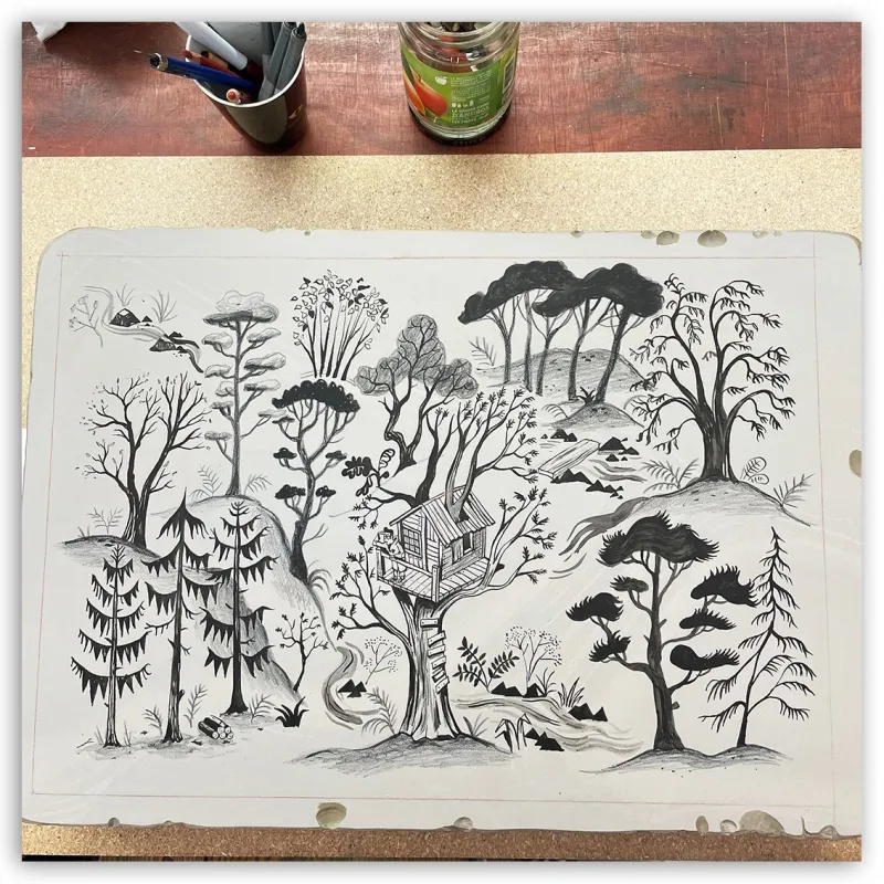Lithographie d'Alexandre Clérisse, "Feuilles Volantes", 2022