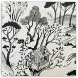 Lithographie d'Alexandre Clérisse, "Feuilles Volantes", 2022