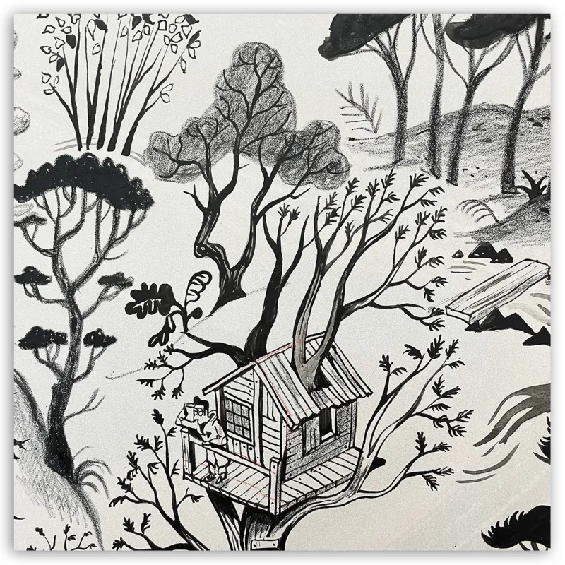 Lithographie d'Alexandre Clérisse, "Feuilles Volantes", 2022
