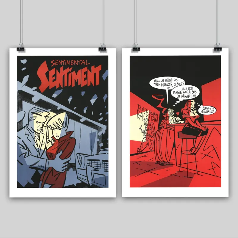 Les deux alugraphies "Backstage, Rose Bonbon" & "Sentimental Sentiment", par Serge Clerc, 2023