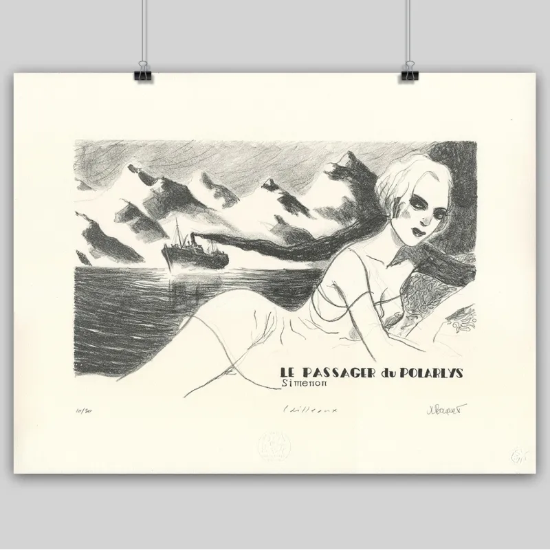 Lithographie "Le Passager du Polarlys", C. Cailleaux, 2023