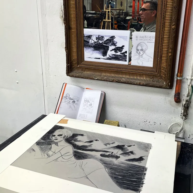 Lithographie "Le Passager du Polarlys", C. Cailleaux, 2023