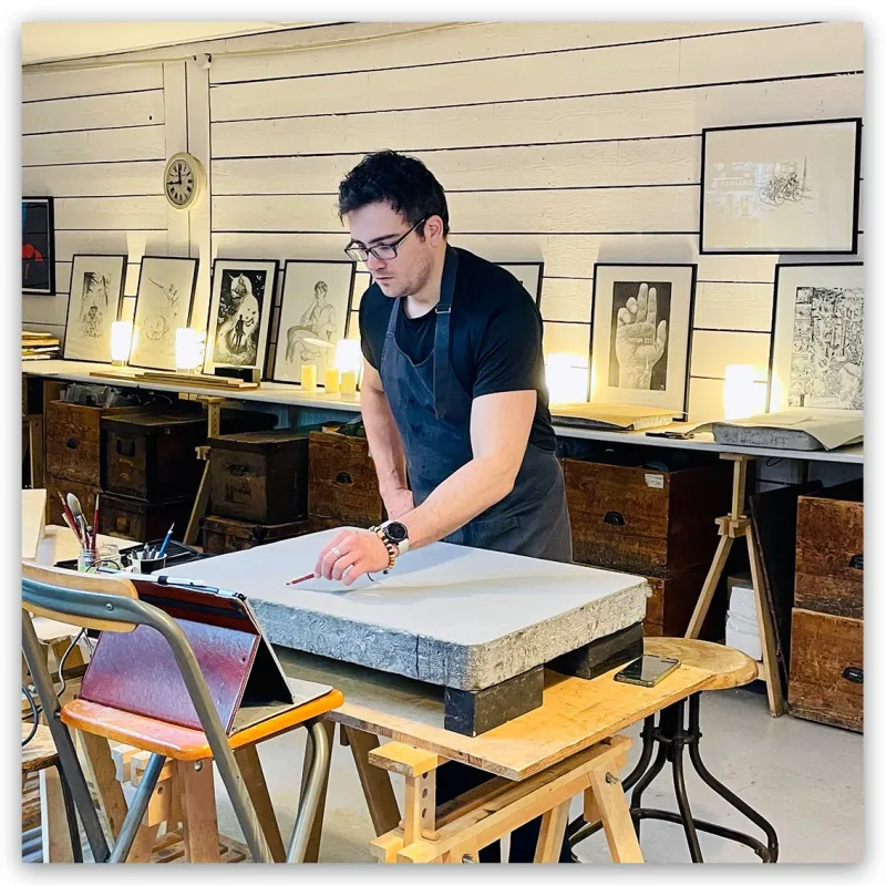Lithographie "Tête de Chien" , Ronan Toulhoat, 2023, format Raisin.