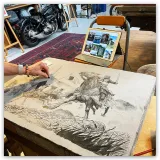 Lithographie "Tête de Chien" , Ronan Toulhoat, 2023, format Raisin. Détail