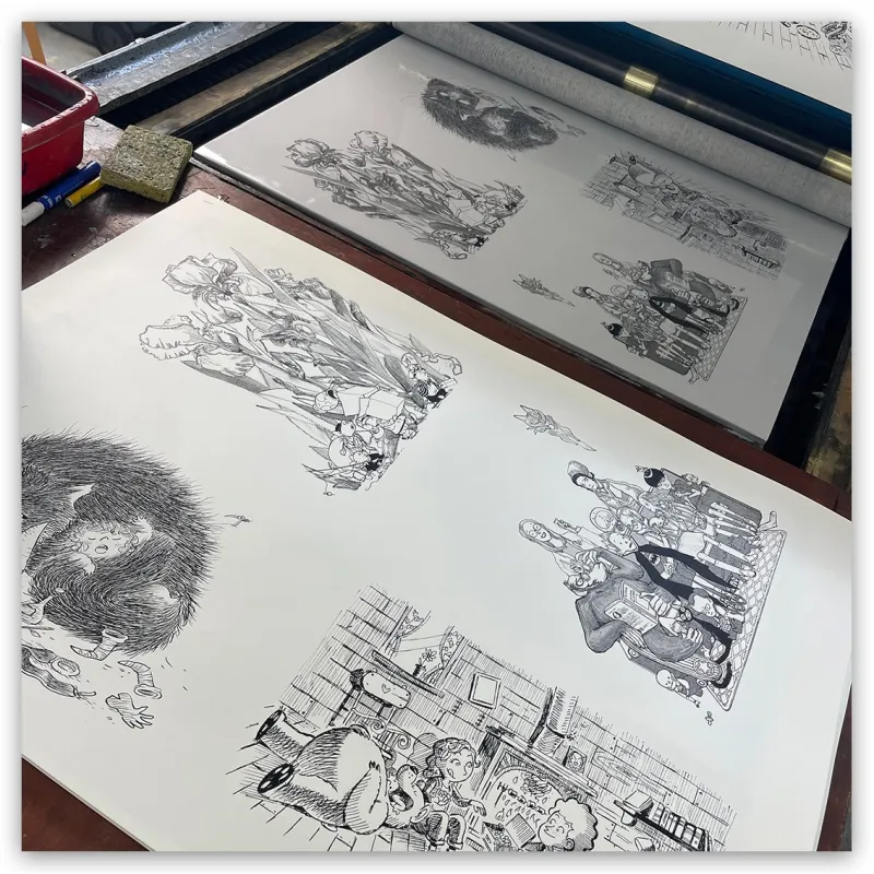 Impression sur notre presse Marinoni-Voirin de 1908.