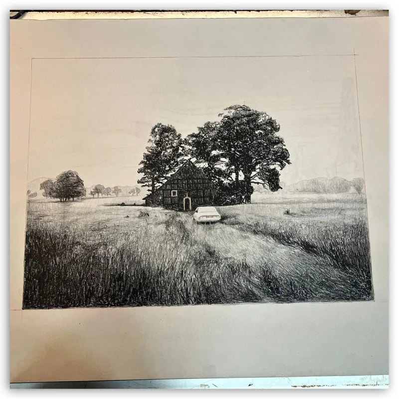 André Palais, lithographie Die Bauern Hause, 2022