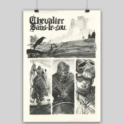 Lithographie "Chevalier sans le sou", Ronan Toulhoat, 2023. Format 63 x 90 cm.