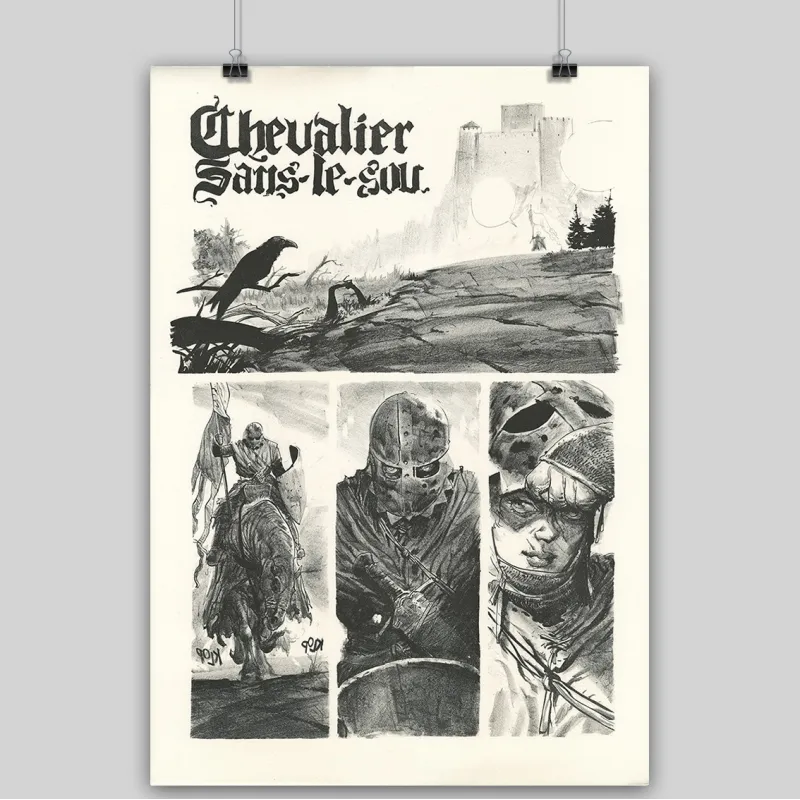 Lithographie "Chevalier sans le sou", Ronan Toulhoat, 2023. Format 63 x 90 cm.
